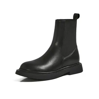 

Genuine Leather Female motorcycle boots Woman low Heels platform 2020 Fashion Winter Newest Ankle Boots Women Office Lady Boots