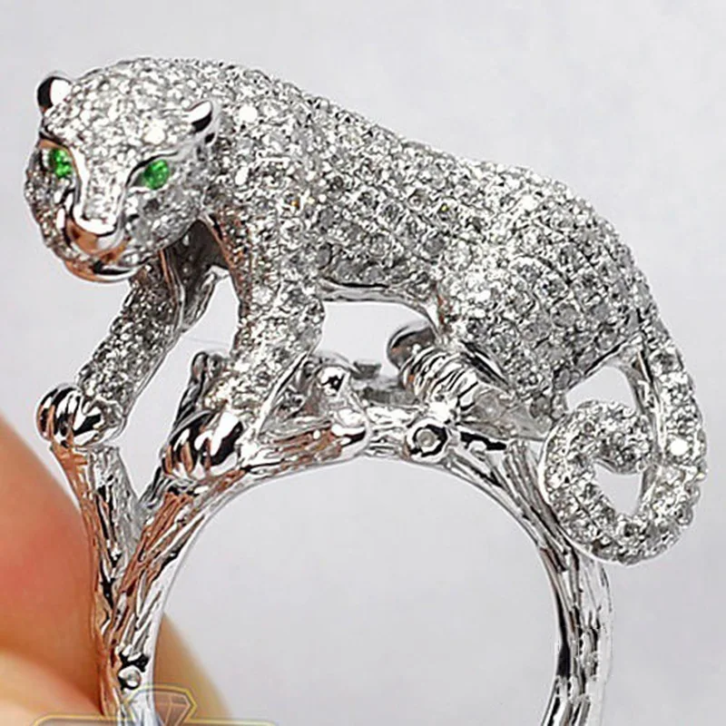 Anillo De Dedo De Leopardo De Circonia C bica Para Mujer Sortija 