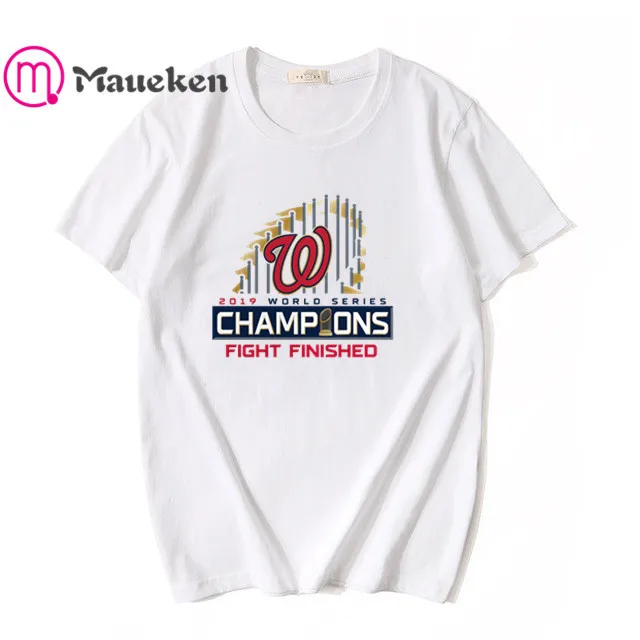 nationals world series champions T-Shirt Men Short Sleeve cotton O Neck T shirts for washington fans gift 004 - Цвет: WHITE