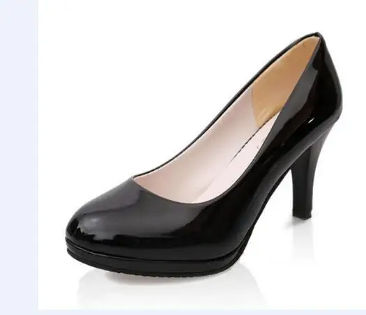 bright black Cevabule/Новинка года; женские классические туфли-лодочки; женские туфли-лодочки на платформе и каблуке 9 см; женские туфли-лодочки черного цвета с красной подошвой - Цвет: bright black
