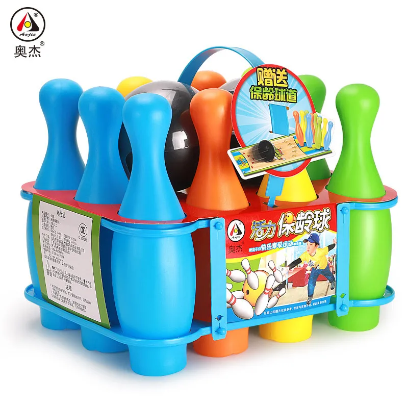

Aojie 10-Inch Large Size Bowling Set Vitality Solid Color Plastic Model Bowling Indoor Sports Toy