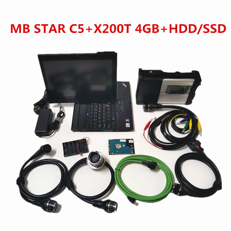 MB Star C5 Sd мультиплексор c5 с X200T 4 Гб ноутбук,12 полное Программное обеспечение HDD/SSD X/Vedia./DA. S/DT. S/W-IS Авто диагностический инструмент