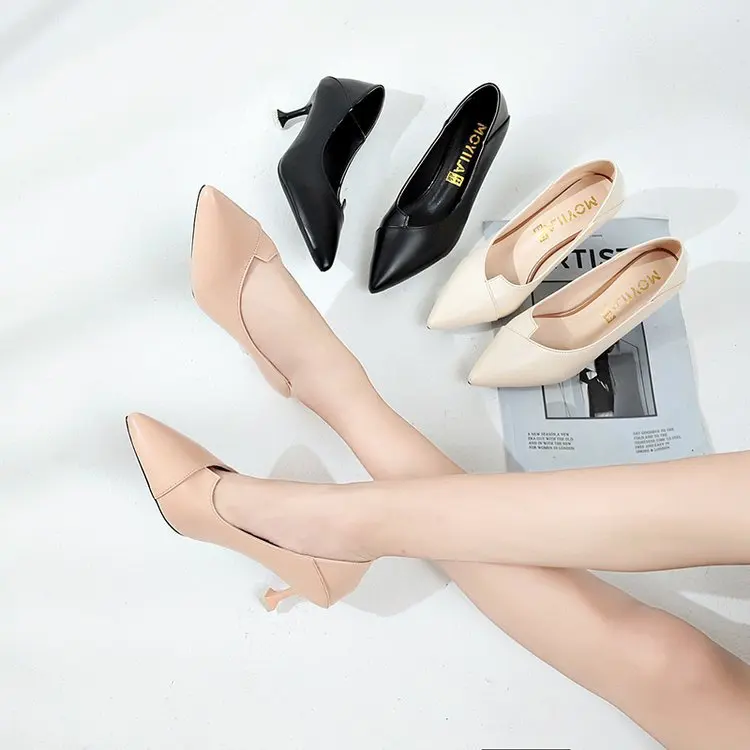 

Thin Heeled High Heel Shoes Women's Pointed Toe 2019 Spring New Style Korean-style-Versatile Business Work Shoes Cat with Shoe