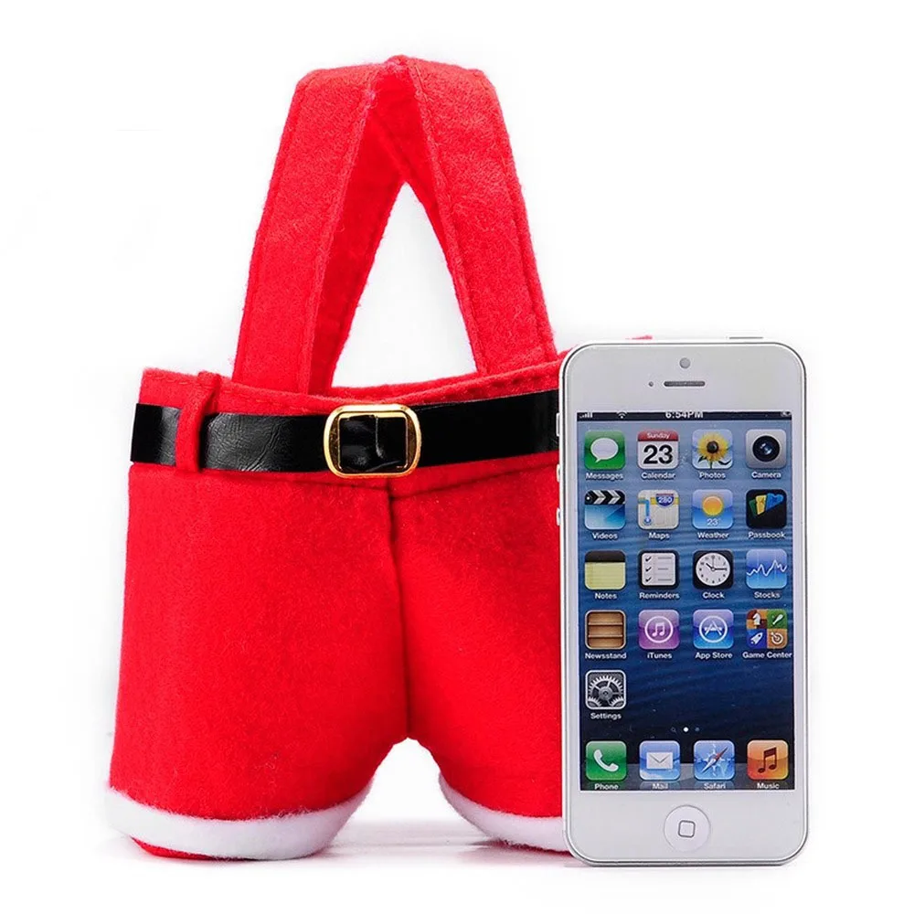 

Christmas Gift Bags Wine Bottle Case Cover Holder Carry Santa Claus Pant Merry Christmas Candy Bag Bolsas De Regalo De Navidad