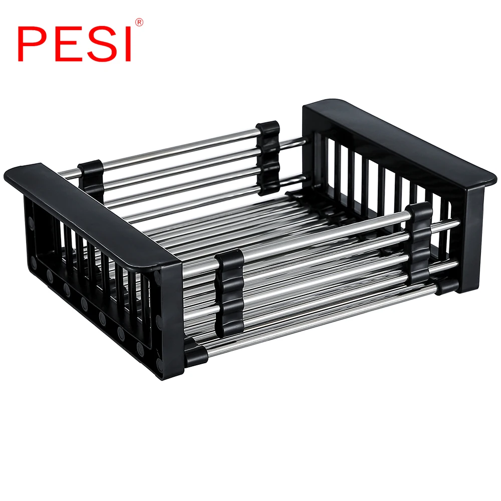 Kitchen Sink Drain Rack Creative Silica Gel Drainage Rack Tableware Drying Stainless Steel Tube Holder Foldable Flume Fittings
