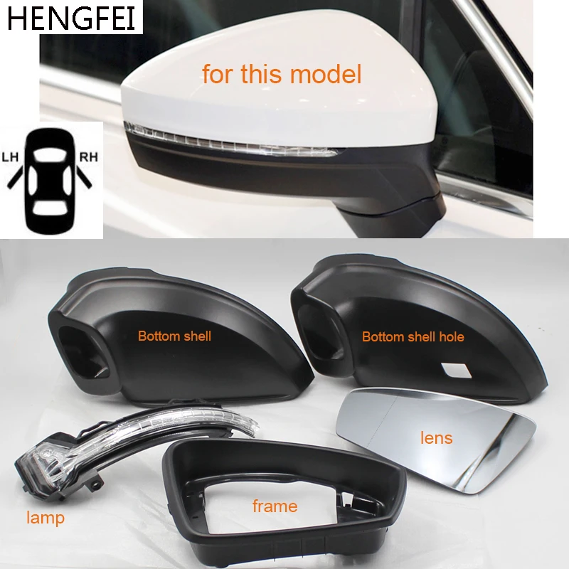 

Car Mirror glass lens Mirror turn signal light Mirror frame For Volkswagen Tiguan 2017-2019