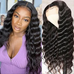 5x5 Loose Deep Wave Lace Closure Wig Transpant 13x4 Lace Front Human Hair Wigs For Black Women 180% Loose Deep Wave Frontal Wig
