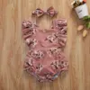 Summer Clothing Infant Newborn Baby Girl Floral Romper Girls Sleeveless Ruffled Jumpsuits With Baby Headband ► Photo 2/6