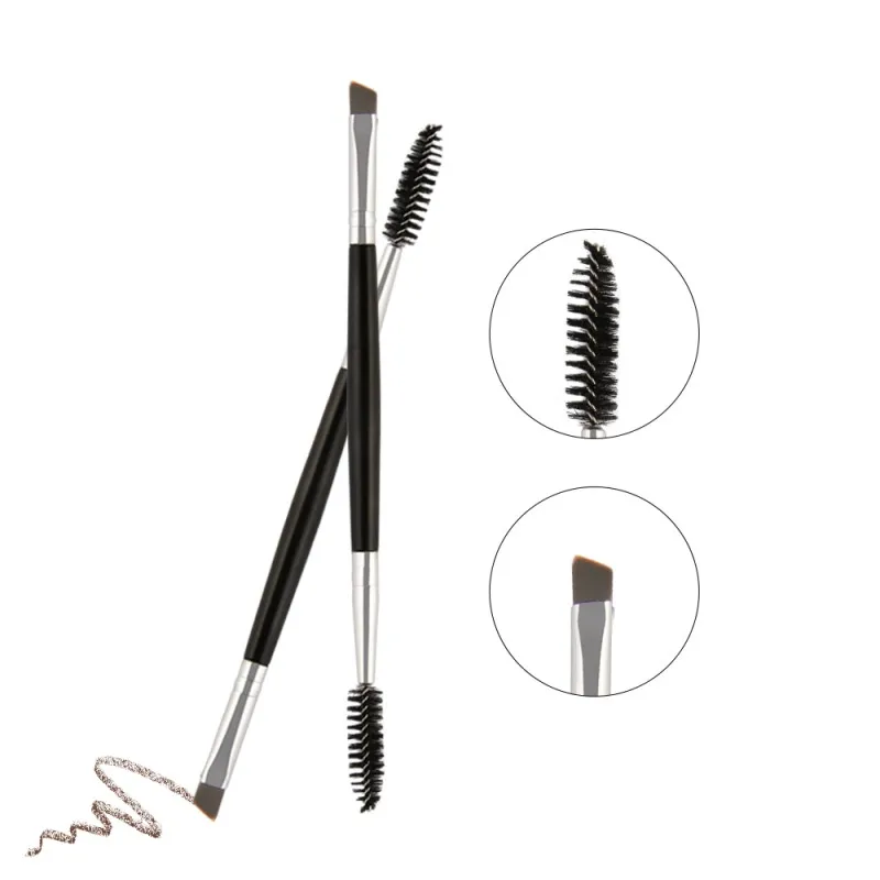 

1 pc Double Sided Eyebrow Flat Angled Brush Plastic Handle High Quality Cosmetic Makeup Tool