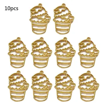 

10Pcs Gold Ice Cream Resin Frame Pendant Open Bezel Setting Resin Jewelry Making