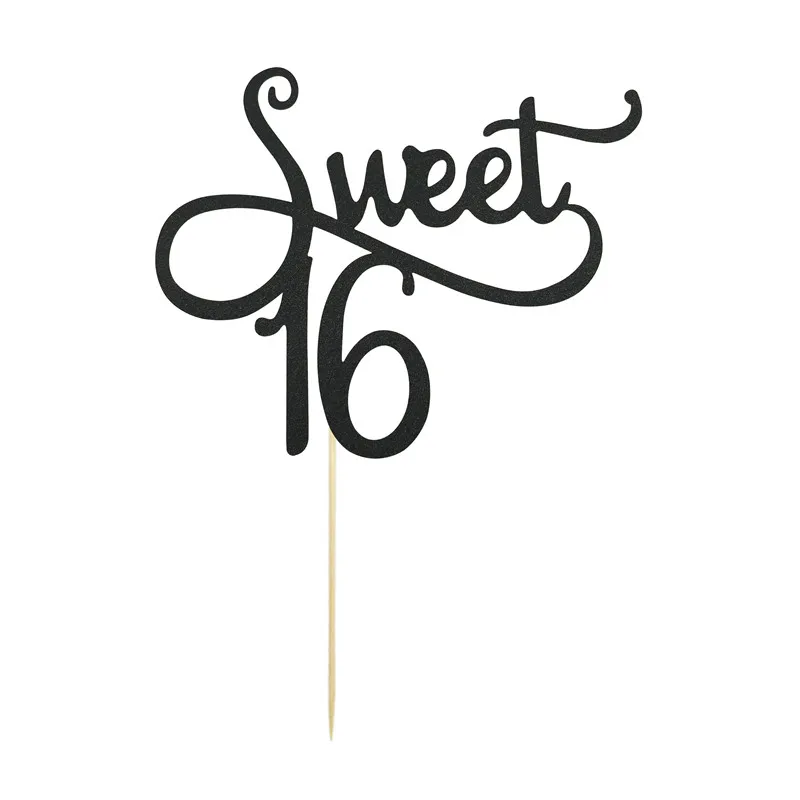 1Pcs Sweet 16 Cake Topper Happy Birthday Party Decoration 16th Birthday Anniversary 16 Year Old Cake Accessory Supplies