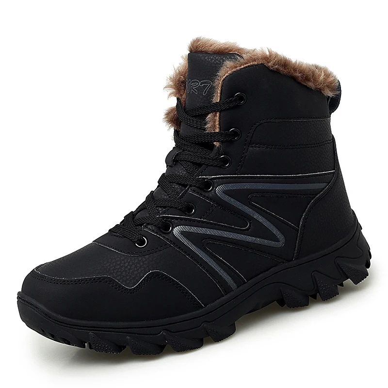 

Men boots couple men's winter warm snow boots mens fur plush high top ankle boots sneakers Walking Footwear Casual work shoes 47