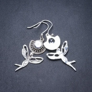 

Natural White Topaz Handmade Unique 925 Sterling Silver Earrings 1 3/4" Y2350