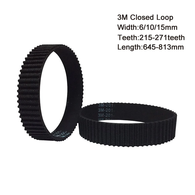 

3M Round Rubber Timing Belts Closed-Loop 645 To 813mm Length 6/10/15mm Width Timing Belt Efficient Transmission HTD Drive Belts