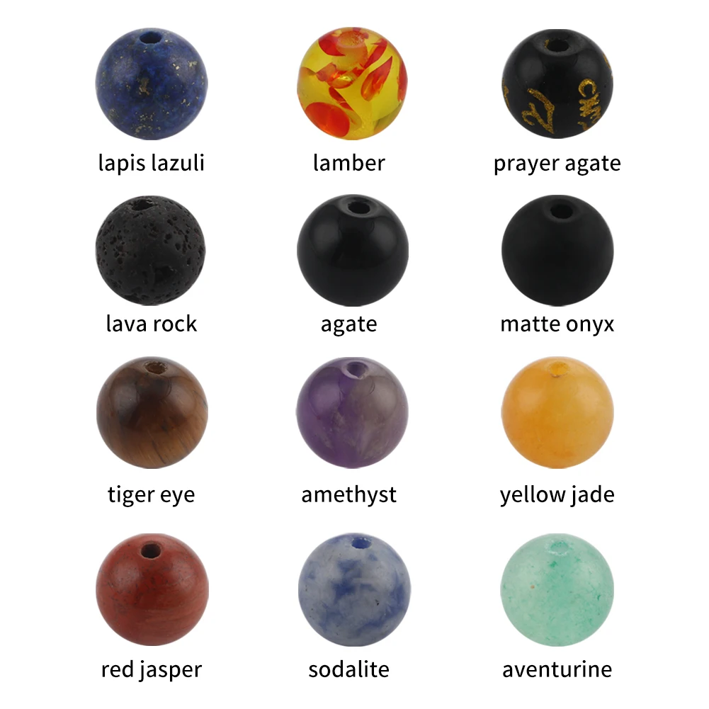 8mm Natural Stone Beads 7 Chakra Kits Lava Agates Jades Tiger Eye Amethysts Sets Accessories For Jewelry Making DIY Bracelets