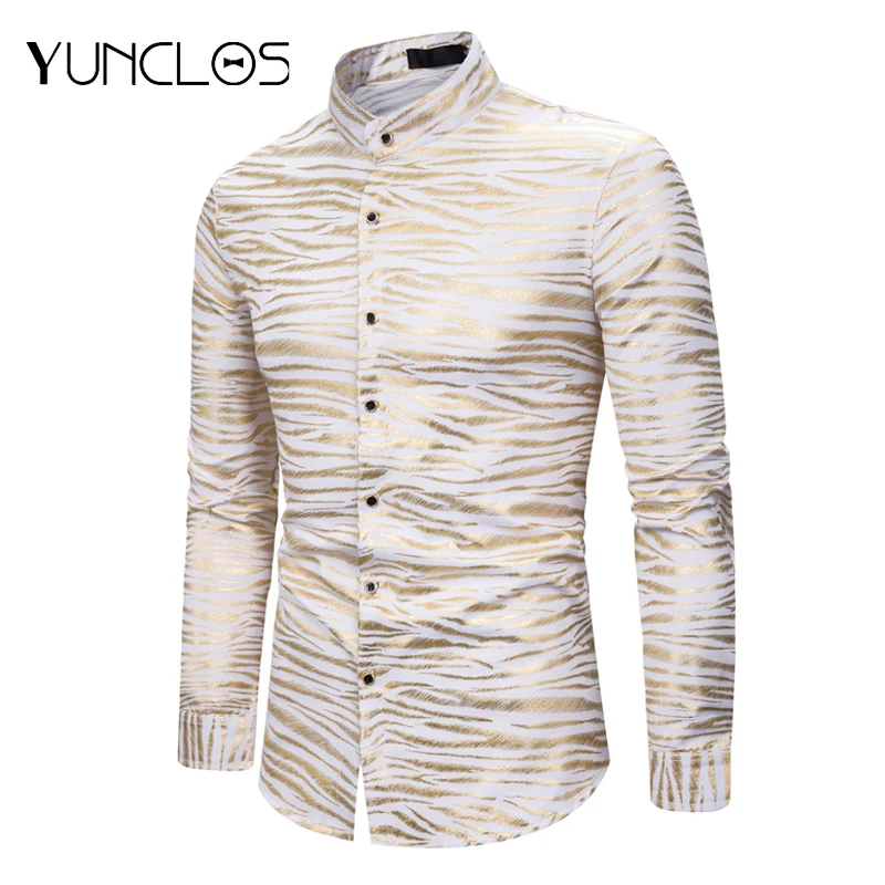 

EU Size Men's Shirts wave pattern long sleeve Casual Shirt Wedding Or Formal Dress-up Shirts for Men Chemise Homme S- 2XL