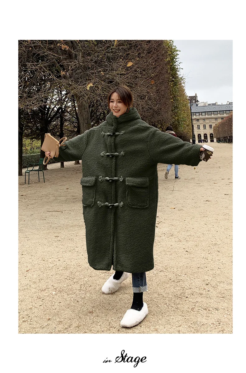 Пальто для фотосессии, Южная Корея, INS, женское, зима, стиль, Ретро стиль, лень, с капюшоном, овечья шерсть, пальто