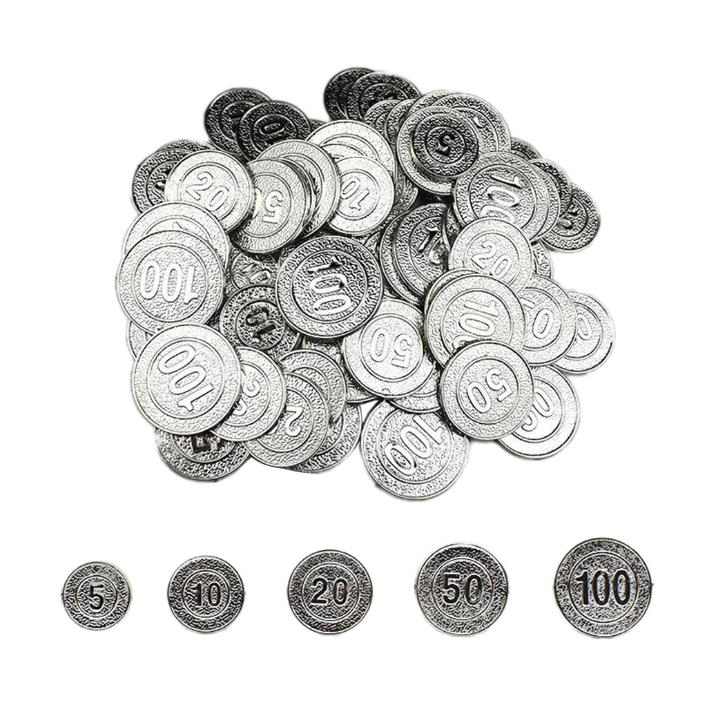 100Pcs/set Poker Chips 5 10 20 50 100 Casino Game Chips Pirate Coins