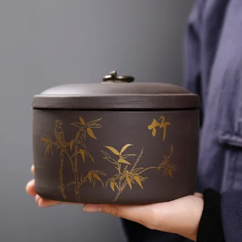 

Purple Clay Tea Box Small Tea Caddy Food Packing Box Storage Jars For Spices Chinese Style Containers For Food Pot For Home Tank