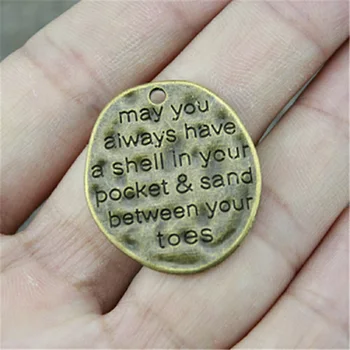 

Wholesale Jewelry Lots Antique Bronze Color 30x26mm Statement Tag Pendants Jewelry Making Craft Supplies Accessories 50 Pieces