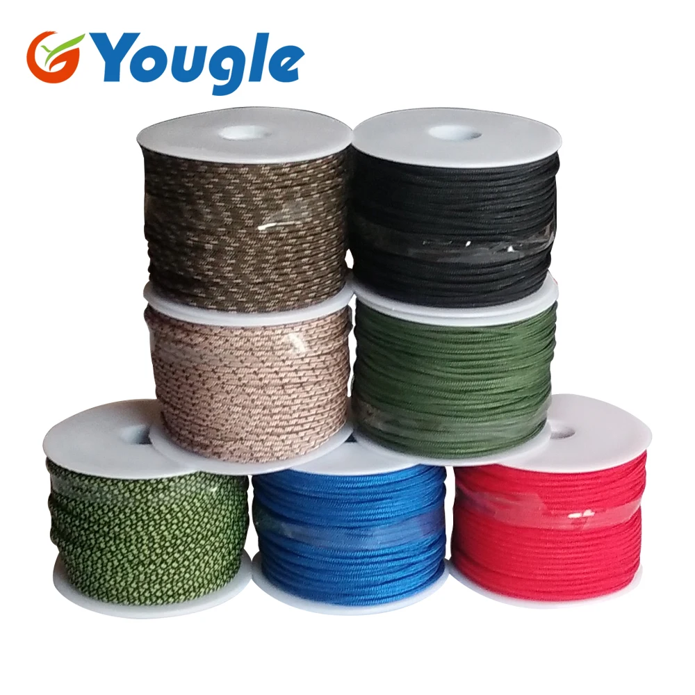 Паракорд YOUGLE 2 мм 3 нити фута 50 м парашютный шнур уличная походная веревка для
