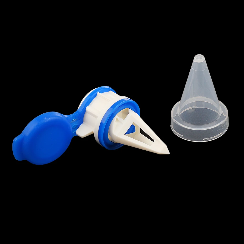 2pcs Silicone Spout Pourer, Milk Brick Splitter with Cover, Liquid Drink Flow Divider, Storage Extension Mouth - Blue + Red