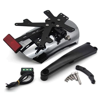 

For Bmw R9T R Nine T R1200 2016 2015 Rear Mudguard Bracket Mudguard with Led License Plate Light Motorcycle Accessories(Silver)