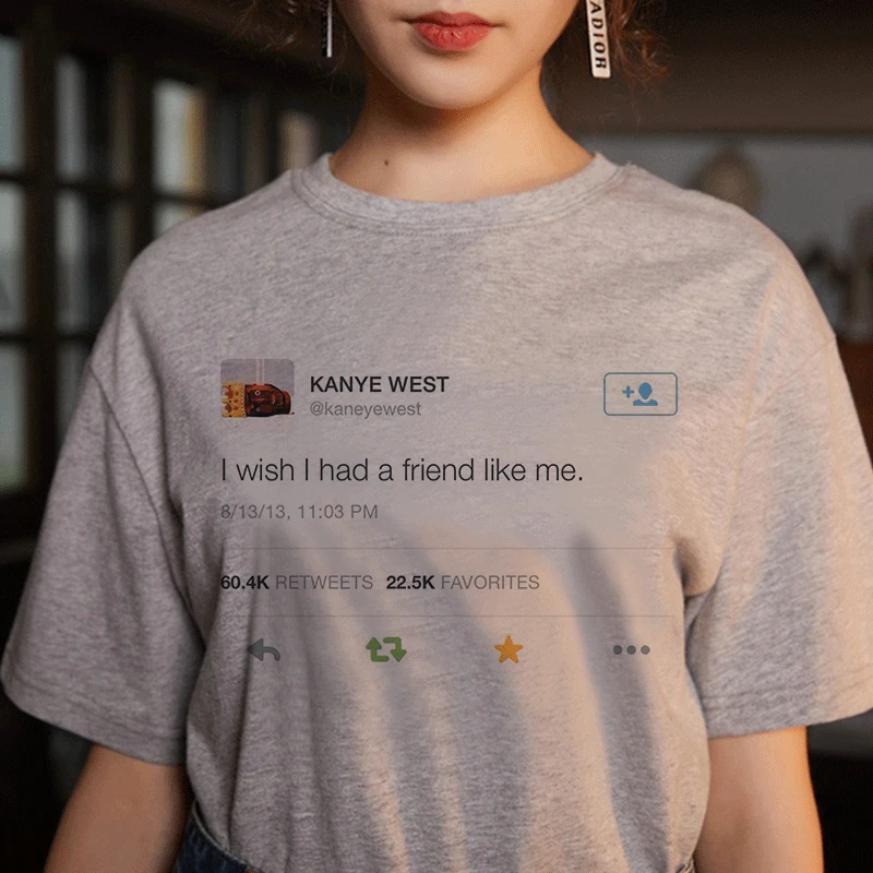 Летняя новая серая футболка с надписью Wish I Had A Friend Like Me свободная модная забавная