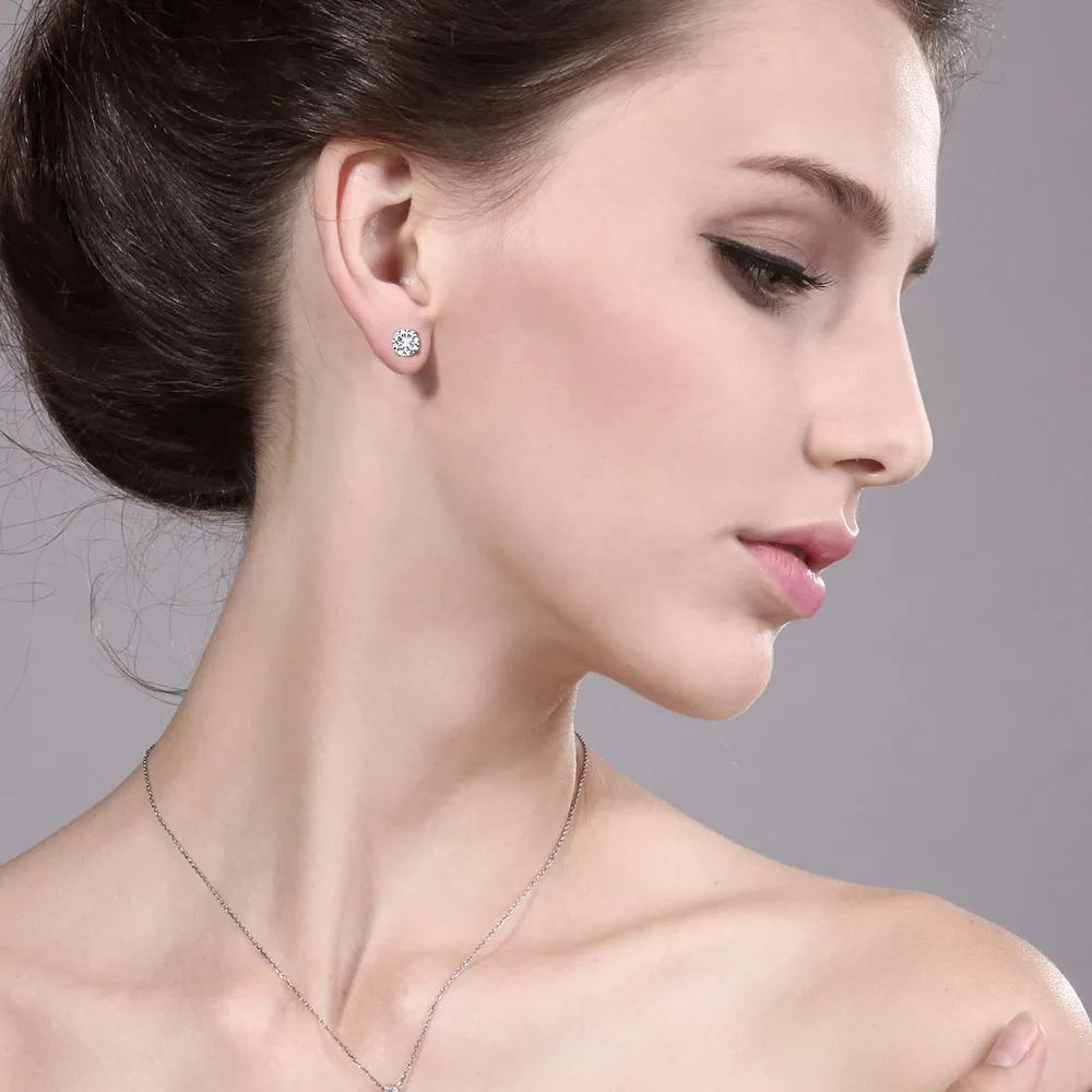 Женские сережки гвоздики Charles & Colvard Forever Classic 0 60 cttw круглые серьги из белого золота