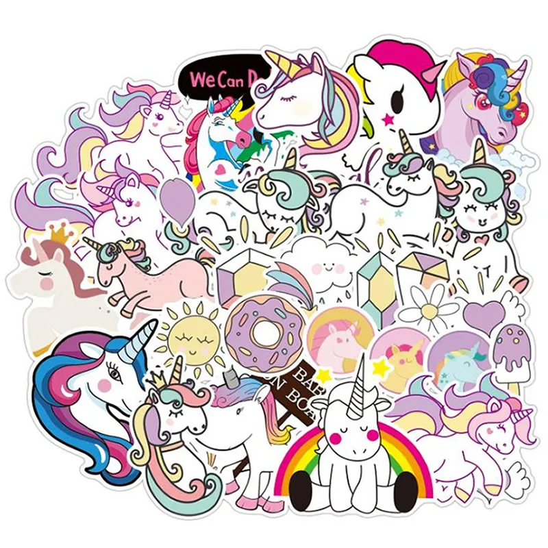 

10/30/50pcs Pack Cartoon Anime Unicorn Stickers Waterproof PVC Skateboard Luggage Snowboard Laptop Guitar Vsco Sticker Kids Toys