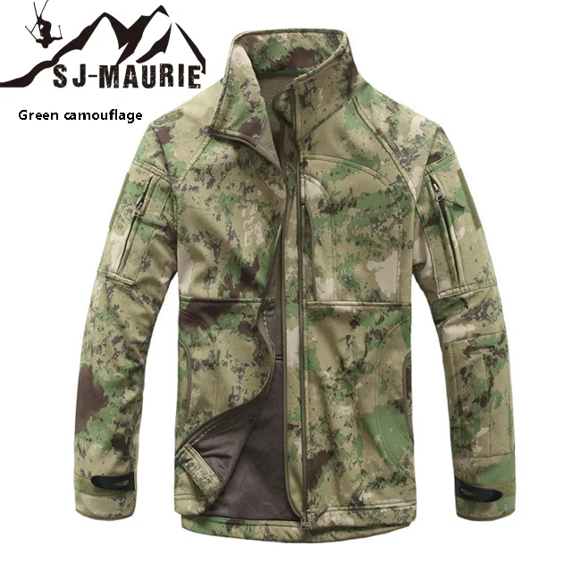 Новая военная зимняя теплая флисовая тактическая куртка, спортивная куртка с капюшоном, милитари софтшелл, походная армейская куртка - Цвет: Green camouflage