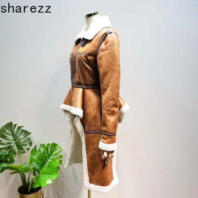 Женская зимняя замшевая куртка, утолщенная теплая мотоциклетная кожаная куртка, женская кожаная куртка, уличная одежда