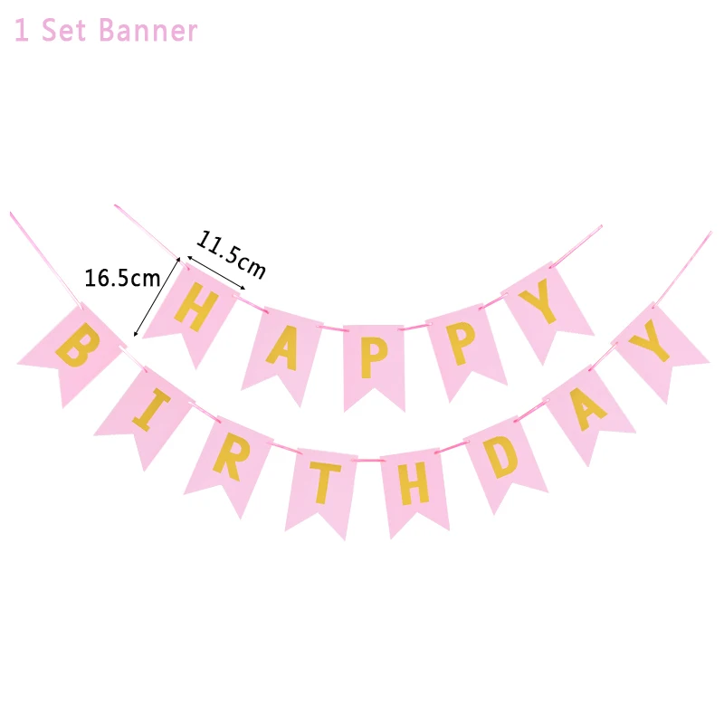 Boy Girl 1st Birthday Party Decor Disposable Tableware Kit Blue Pink Plate Cups Napkins Baby Shower Kids Birthday Party Supplies - Цвет: 1set Banner