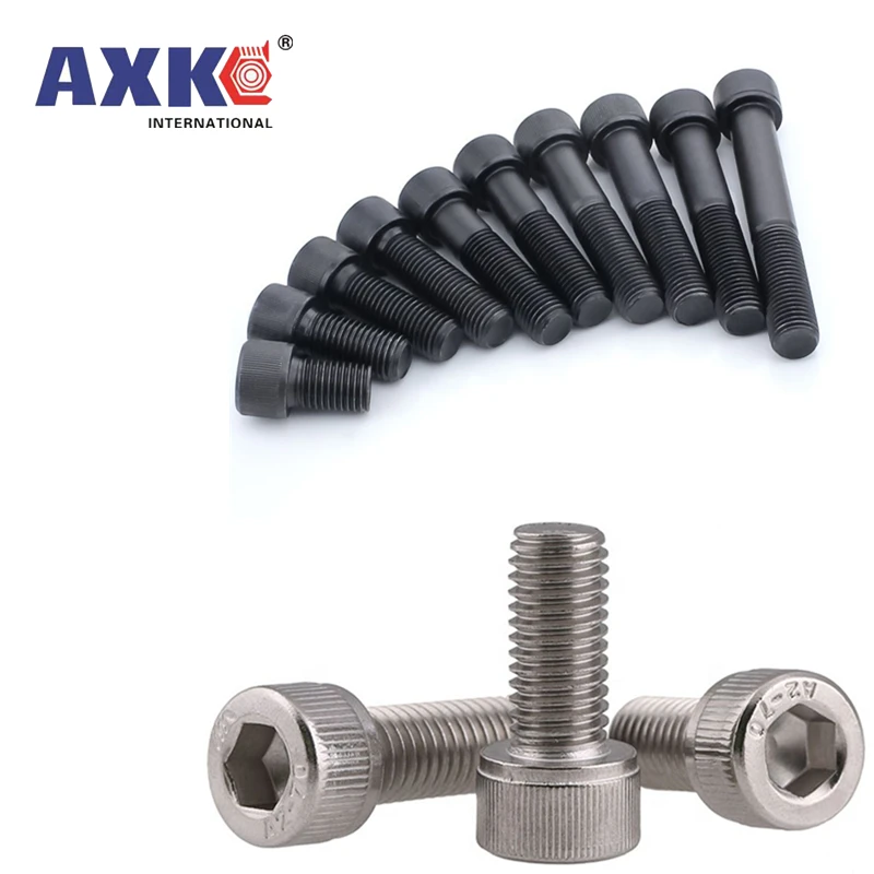 5-50Pcs M1.6 M2 M2.5 M3 M4 M5 M6 M8 *L DIN912 Stainless Steel Hex allen Socket Cap Head Screw or Black grade 12.9 Metric Screws hexagon socket head bolt hex socket screw hexagon socket screw hexagon socket head screw stainless steel screw
