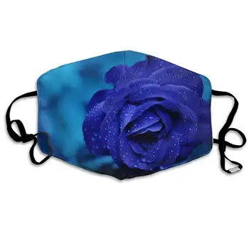 

Beauty Bloom Blue Rose Washable Reusable Mask, Cotton Anti Dust Half Face Mouth Mask For Kids Teens Men Women With Adjustable