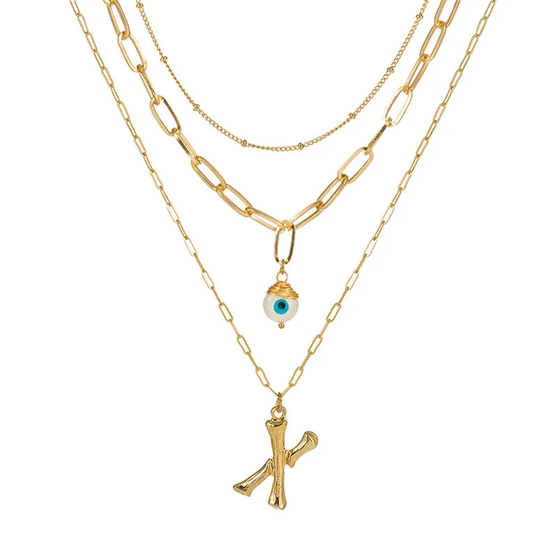 Turkish Evil Eye Necklace For Women Gold Color A-Z Alphabet Layered Engagement Jewelry | Украшения и аксессуары