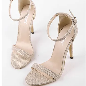 

Toe Shoes Ankle Strap Gold Crystal Transparent Women Slides Sandals Platform Sandals Women Open Clear Block Thick High