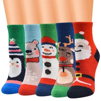

Cartoon Unisex Christmas Printed Vintage Cashmere Fashionlong Sock Comfortable Socks Casual Comfortable Носки Женскиеwarm