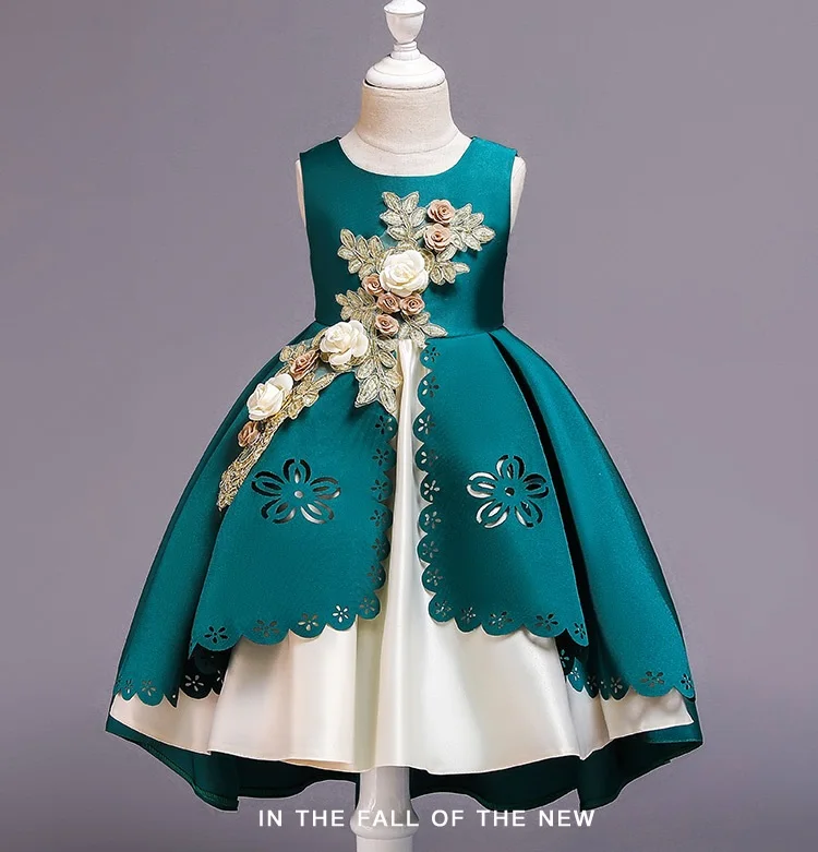 Детское вечернее платье; платье принцессы для банкета; коллекция года; Пышное Платье с аппликацией для девочек; платья для первого причастия; платье для свадебной вечеринки