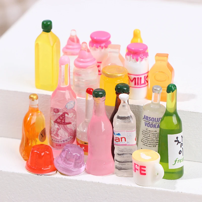 10PCS 112 Scale Cute Mini Dollhouse Miniature Drink Bottle Soda Drink