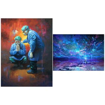 

NEW-Starry Night Sky Landscape Star Tree DIY & Character Full Diamond Floral Art Home Great Anti-Epidemic Hero