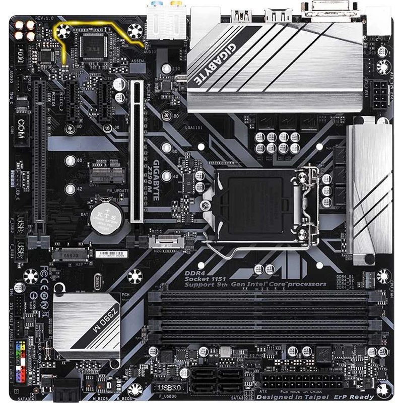 Материнская плата Gigabyte Z390 M Soc 1151v2 Intel 4xDDR4 mATX AC`97 8ch(7.1) GbLAN RAID+DVI+HD|Материнские платы| |