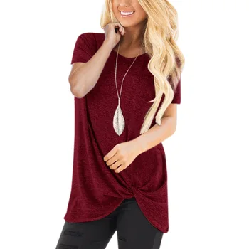 

Summer cotton short-sleeved casual solid color round neck bottoming shirt women 2020