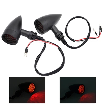 Black Red Light Хромированный мотоциклетный сигнальный светильник 20 светодиодный указатели поворота сигнальные огни, мигалки Для Harley Кафе Racer светильник - Цвет: Black Red Light