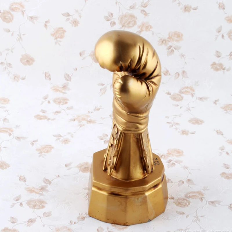 Золотые боксерские перчатки модель украшения ремесла спортивный трофей Смола ювелирные изделия настольные ремесла боксерские перчатки статуя украшение для дома Gif