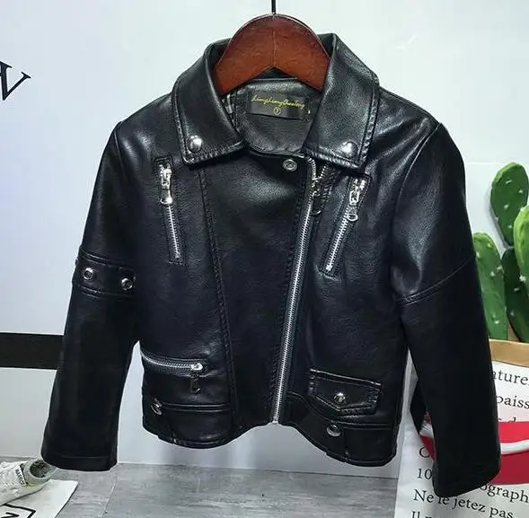Faux leather coat Весенне-осенний комплект одежды для малышей, хлопковая одежда для маленьких мальчиков, 3 предмета, одежда для маленьких мальчиков, джинсовая куртка+ толстовка+штаны, комплекты для мальчиков, комплекты одежды для детей - Цвет: Faux leather coat