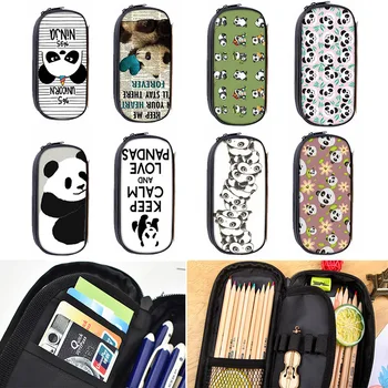 

1PC Cute Kawaii Panda Fabric Pencil Bag Cartoon Zipper School Pencil Case High Capacity Pen Bags For Kids Korean Stationery