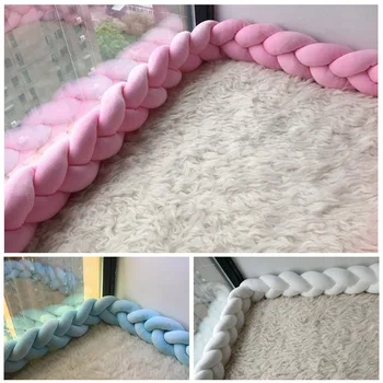 

2M Baby Bed Bumper Knot Protector Long Hand-woven Knotted Braid Weaving Plush Baby Crib Infant Knot Pillow Room Decor