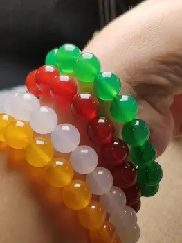 

Natural red, yellow, green and white agate bracelets for women