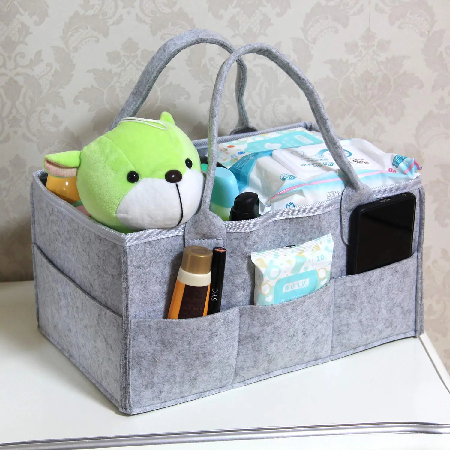 

Baby Diaper Caddy Organizer Portable Holder Bag For Car Changing Table Newborn Diaper Nappy Bags Felt Foldable Storage Bag Bins